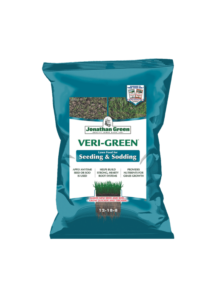 A bag of Bermudagrass Seed & Fertilizer Bundle, featuring 12-18-8 fertilizer, with images and text noting benefits for new seed and sod, including use with Southern Lawn Grass Seed.