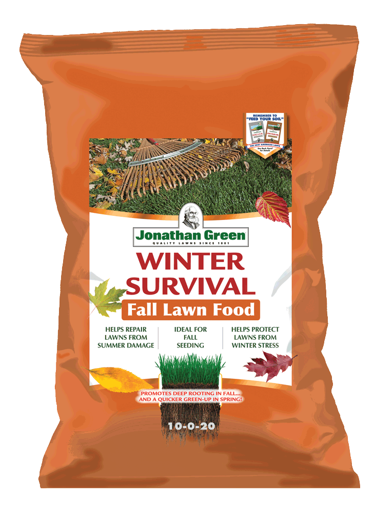Bag of Winter Survival Fall Lawn Fertilizer to help repair and protect lawns from winter stress.